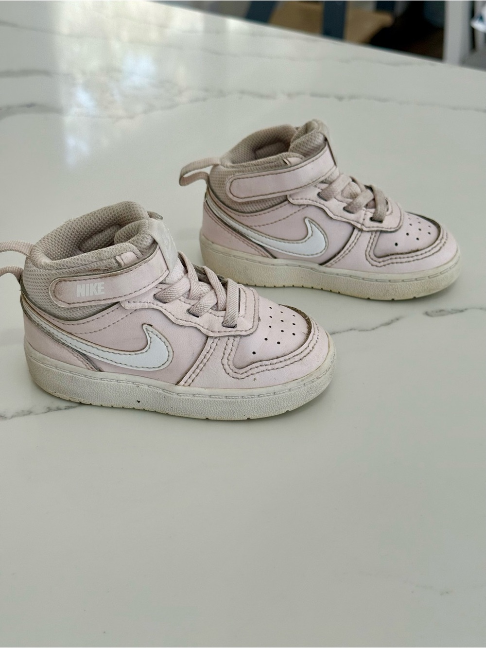 Nike Kids Light Pink High-Top Sneakers with White Swoosh